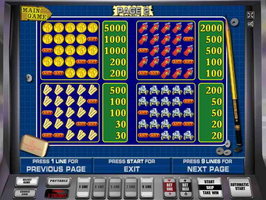 Комбинация из пяти золотых монет приносит 5000 кредитов Онлайн слот Резидент, таблица выплат № 1