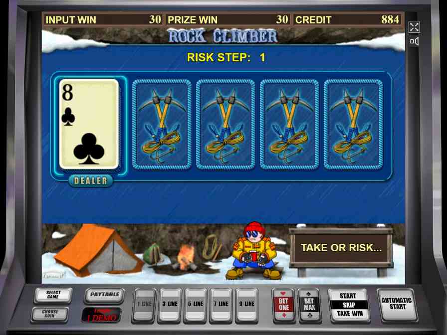 Риск-игра в слоте Rock Climber